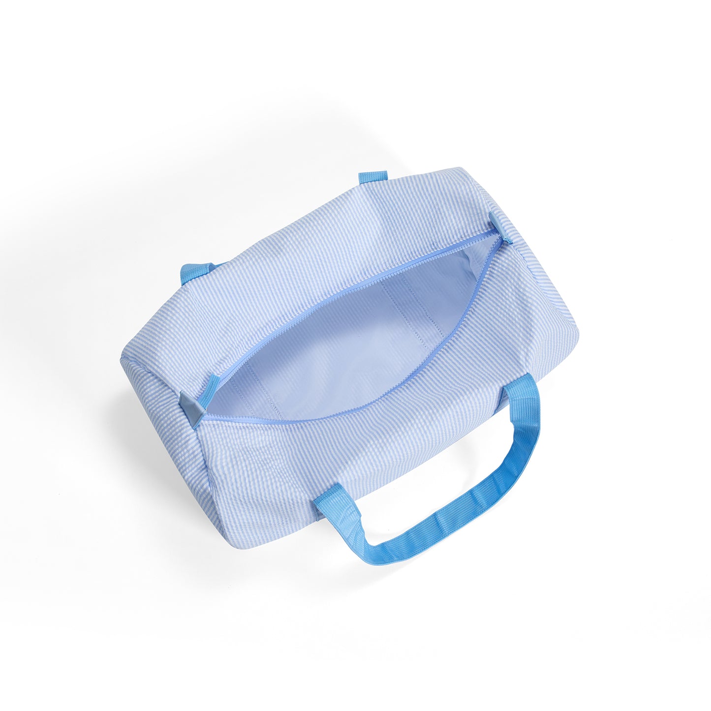 25Pcs Free Shipping Baby Blue Seersucker Duffle Bag Small Size Kids Toddler Weekend Travel Bag