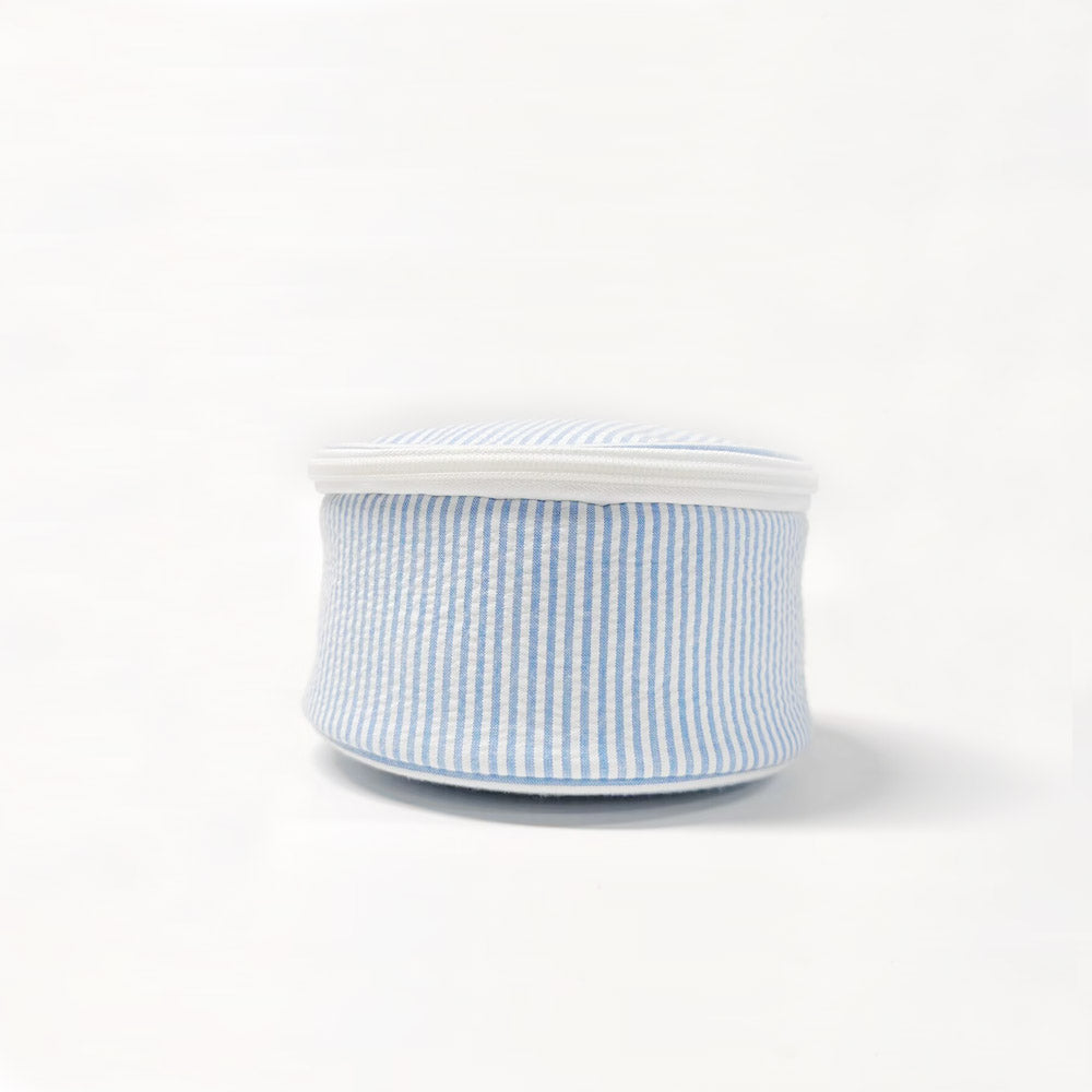 20Pcs Round Button Seersucker Jewelry Bag Baby Blue Seersucker Cosmetic Bag