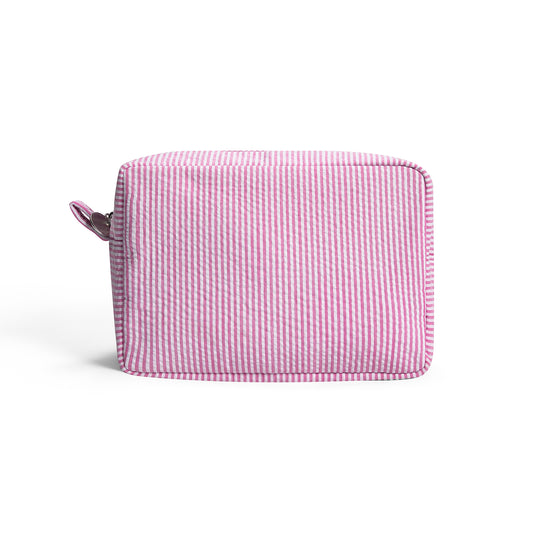 25Pcs Seersucker Cosmetic Bag Pink Cotton Rectangle Makeup Bag Travel Toiletry Bag