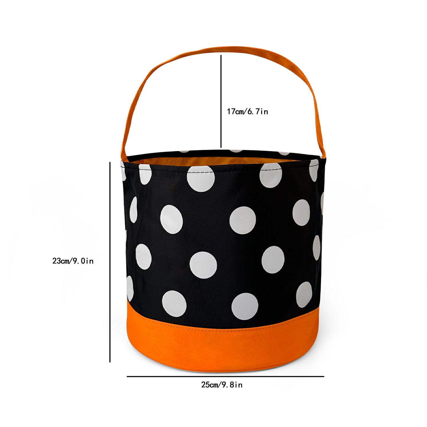 25Pcs Halloween Holiday Free Shipping Black Polka Dots Candy Bucket