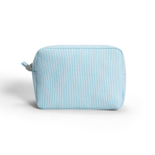 25Pcs Seersucker Cosmetic Bag Aqua Cotton Rectangle Makeup Bag Travel Toiletry Bag