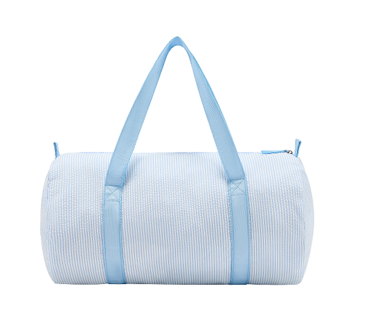 25Pcs Free Shipping Baby Blue Seersucker Duffle Bag Small Size Kids Toddler Weekend Travel Bag