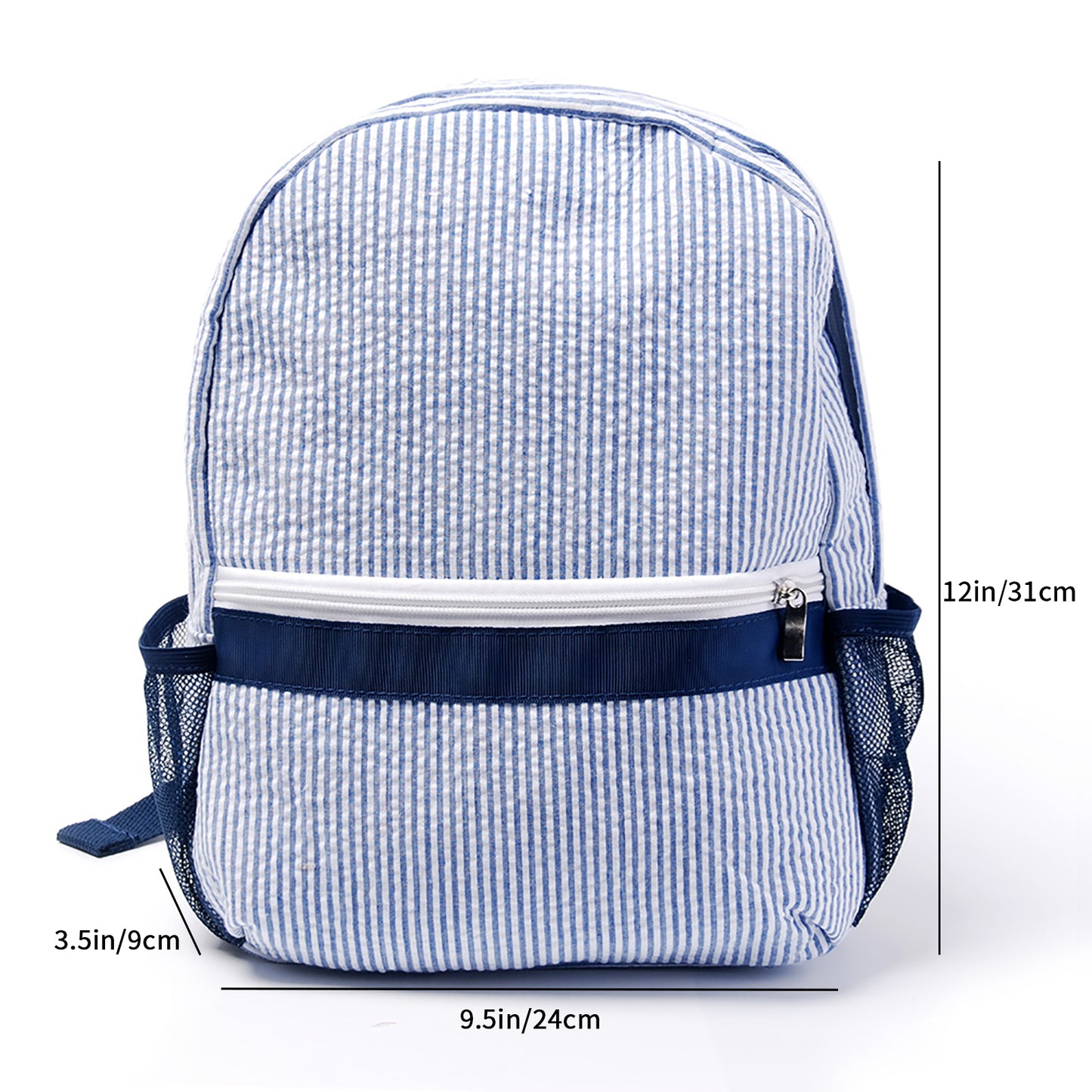 25Pcs Free Shipping Kid Preschool Backpack Navy Seersucker Backpacks Cute Toddler Bookbag For Kids