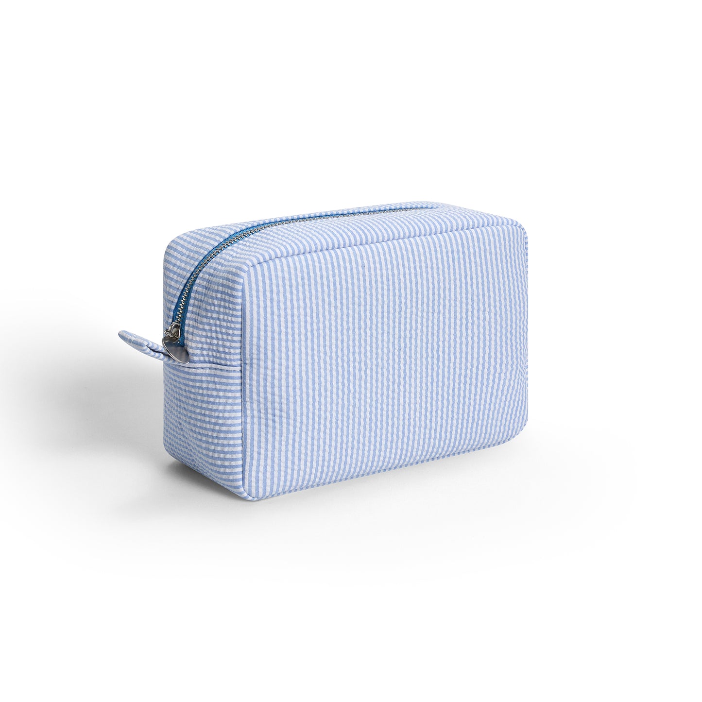 25Pcs Seersucker Cosmetic Bag Baby Blue Cotton Rectangle Makeup Bag Travel Toiletry Bag
