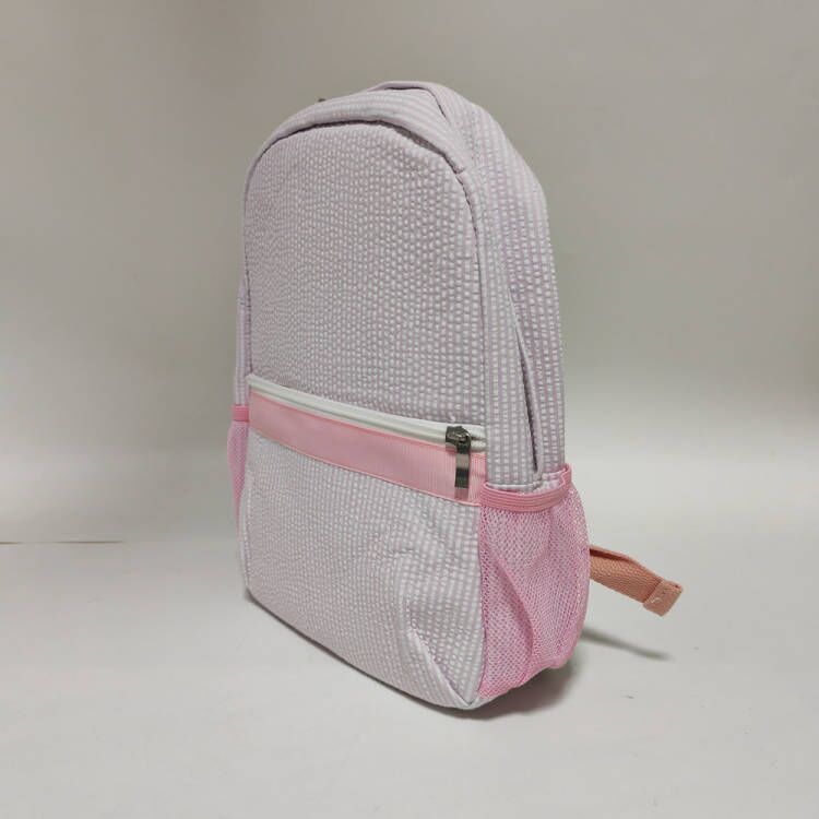 25Pcs Free Shipping Kid Preschool Backpack Light pink Seersucker Backpacks Cute Toddler Bookbag For Kids