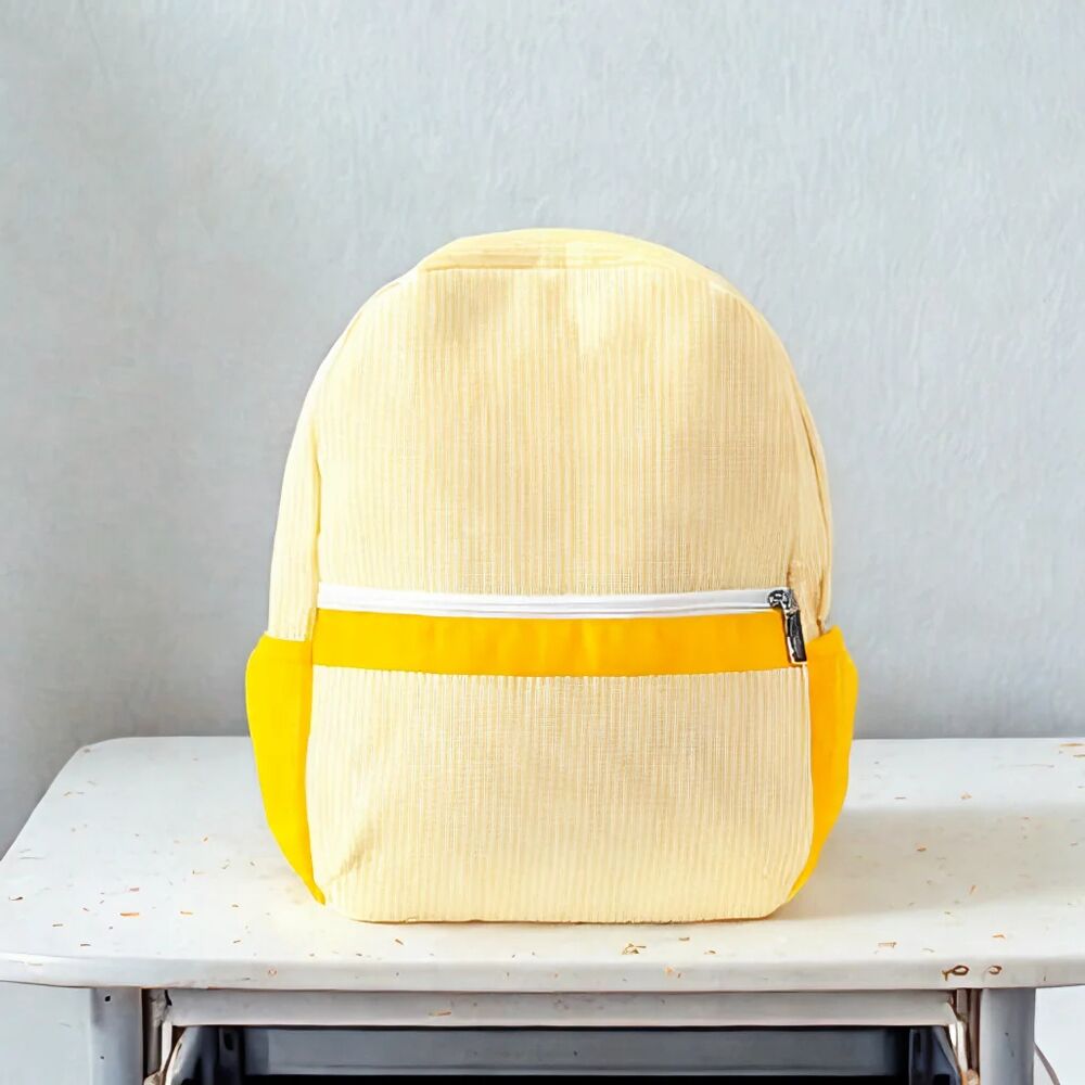 25Pcs Free Shipping Kid Preschool Backpack Yellow Seersucker Backpacks Cute Toddler Bookbag For Kids