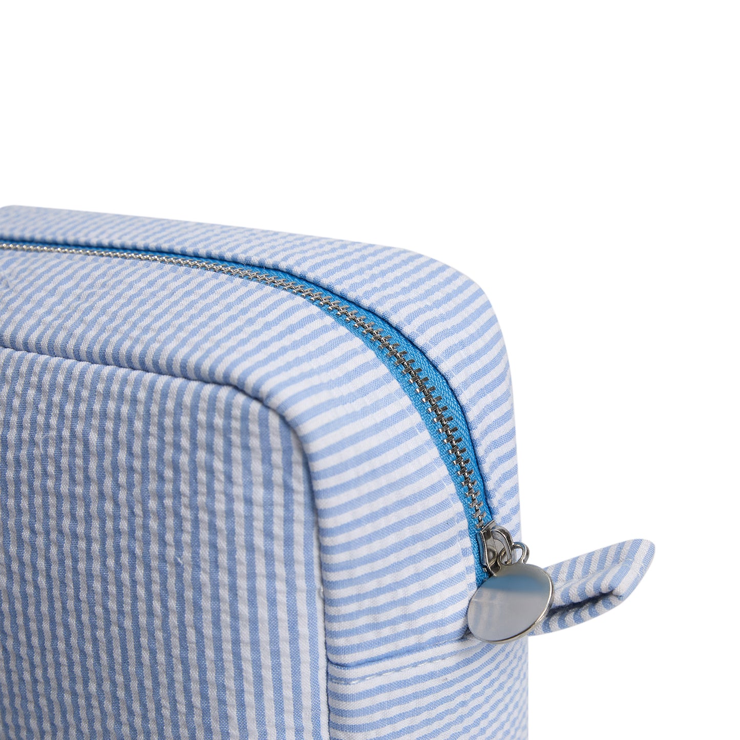 25Pcs Seersucker Cosmetic Bag Baby Blue Cotton Rectangle Makeup Bag Travel Toiletry Bag