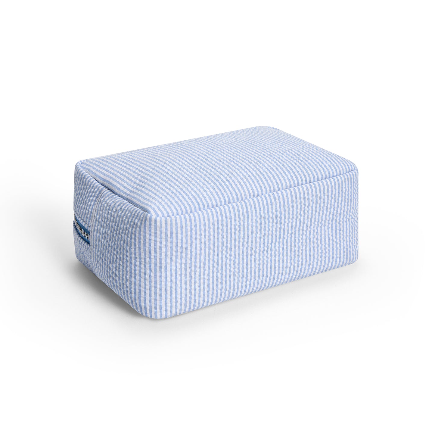 25Pcs Seersucker Cosmetic Bag Baby Blue Cotton Rectangle Makeup Bag Travel Toiletry Bag