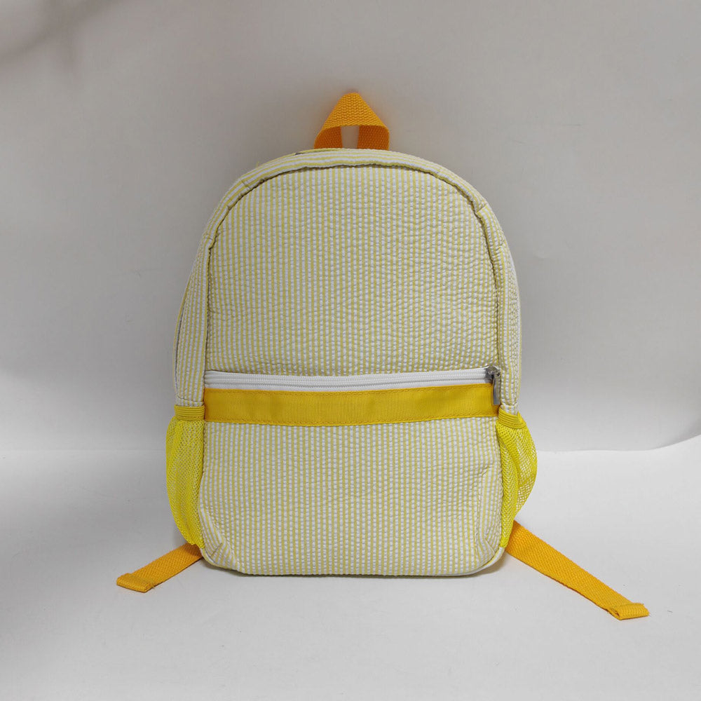 25Pcs Free Shipping Kid Preschool Backpack Yellow Seersucker Backpacks Cute Toddler Bookbag For Kids