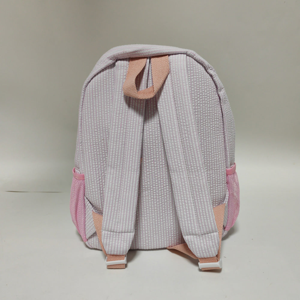 25Pcs Free Shipping Kid Preschool Backpack Light pink Seersucker Backpacks Cute Toddler Bookbag For Kids