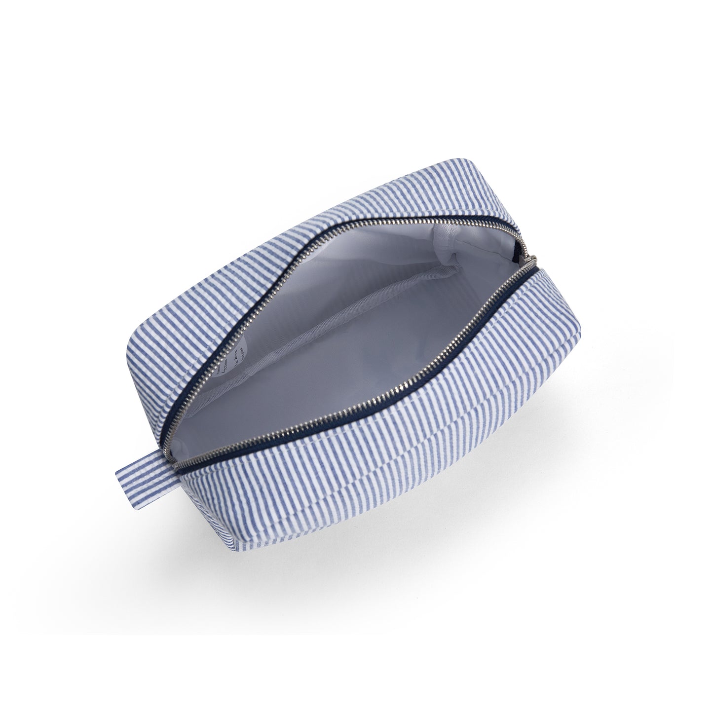 25Pcs Seersucker Cosmetic Bag Navy Cotton Rectangle Makeup Bag Travel Toiletry Bag