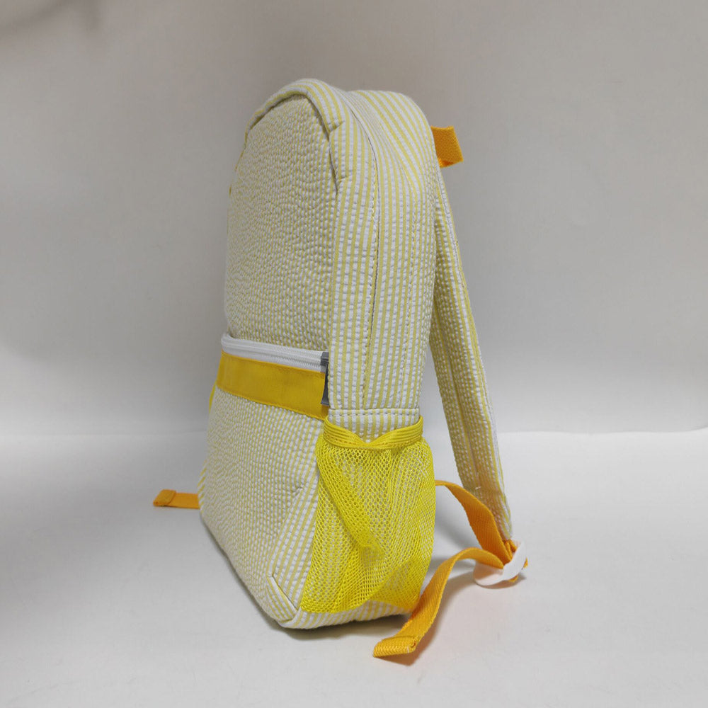 25Pcs Free Shipping Kid Preschool Backpack Yellow Seersucker Backpacks Cute Toddler Bookbag For Kids