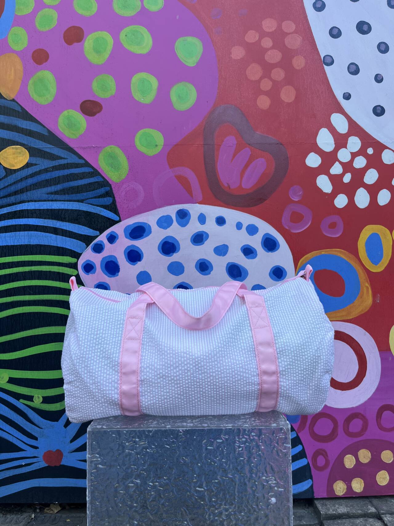 25Pcs Free Shipping Baby Pink Seersucker Duffle Bag Small Size Kids Toddler Weekend Travel Bag