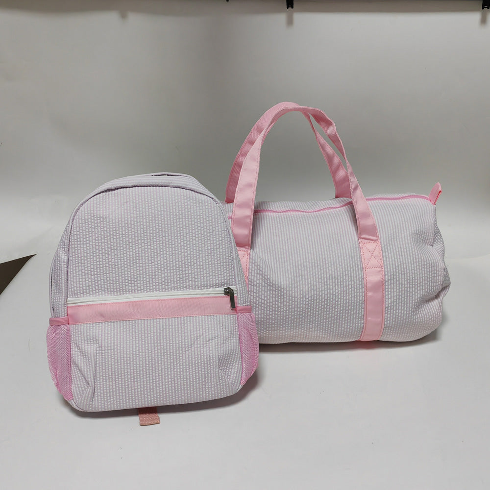 25Pcs Free Shipping Kid Preschool Backpack Light pink Seersucker Backpacks Cute Toddler Bookbag For Kids
