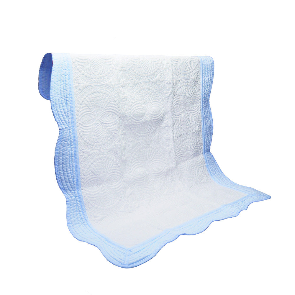 25Pcs Free Shipping White Blue Baby Blanket Blank Cotton Quilt Lap Blanket
