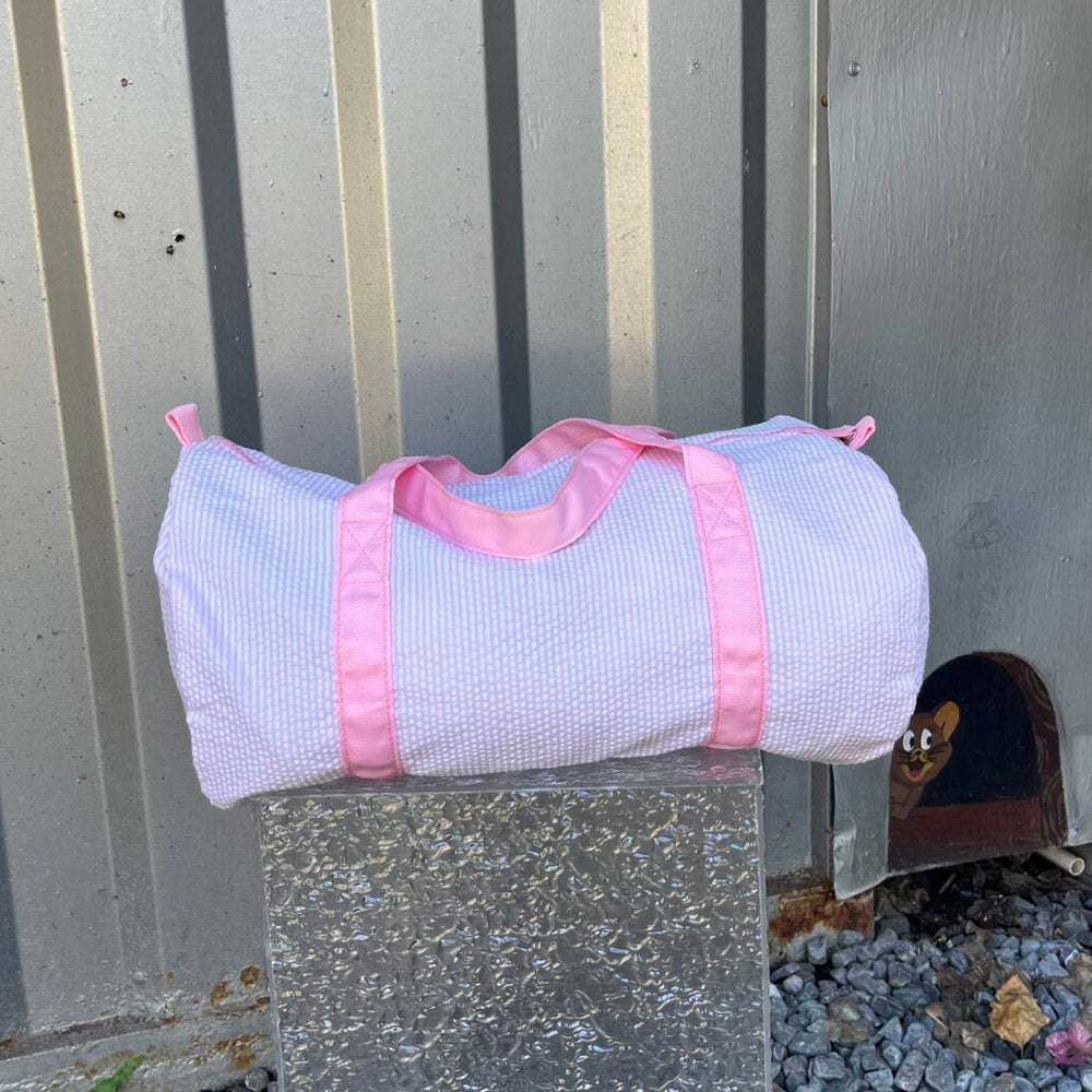 25Pcs Free Shipping Baby Pink Seersucker Duffle Bag Small Size Kids Toddler Weekend Travel Bag
