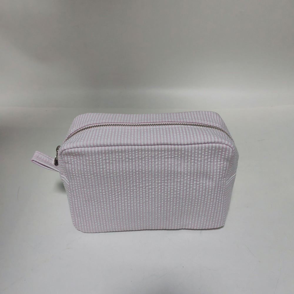 25Pcs Seersucker Cosmetic Bag Baby Pink Cotton Rectangle Makeup Bag Travel Toiletry Bag
