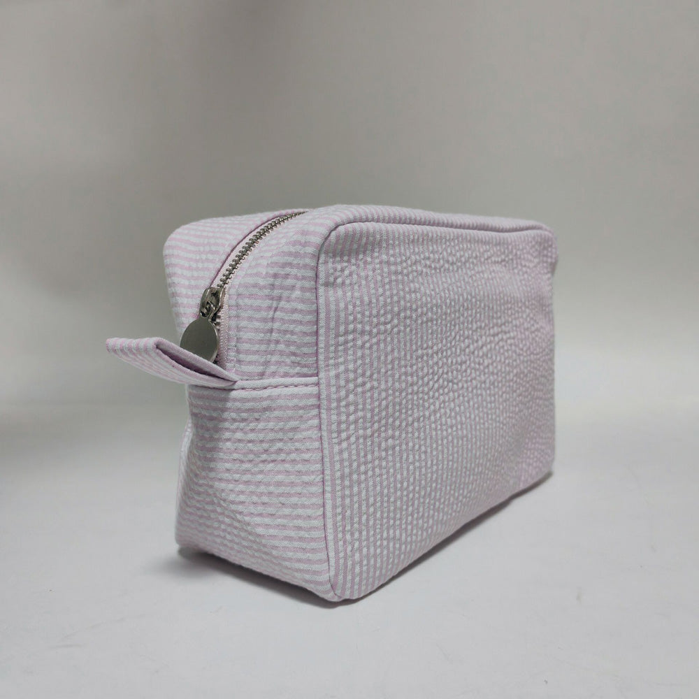 25Pcs Seersucker Cosmetic Bag Baby Pink Cotton Rectangle Makeup Bag Travel Toiletry Bag