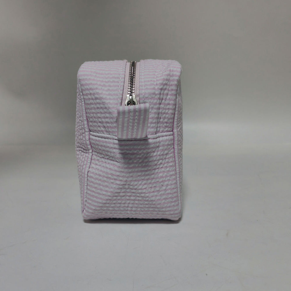 25Pcs Seersucker Cosmetic Bag Baby Pink Cotton Rectangle Makeup Bag Travel Toiletry Bag