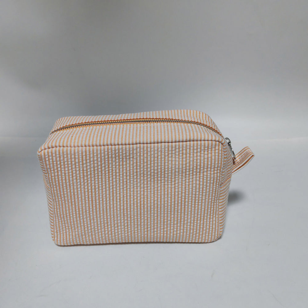 25Pcs Seersucker Cosmetic Bag Orange Cotton Rectangle Makeup Bag Travel Toiletry Bag
