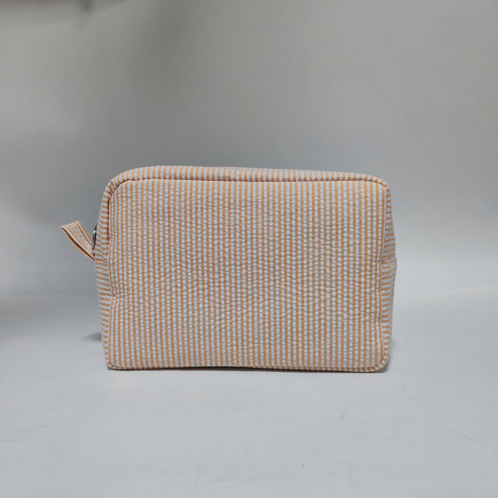 25Pcs Seersucker Cosmetic Bag Orange Cotton Rectangle Makeup Bag Travel Toiletry Bag