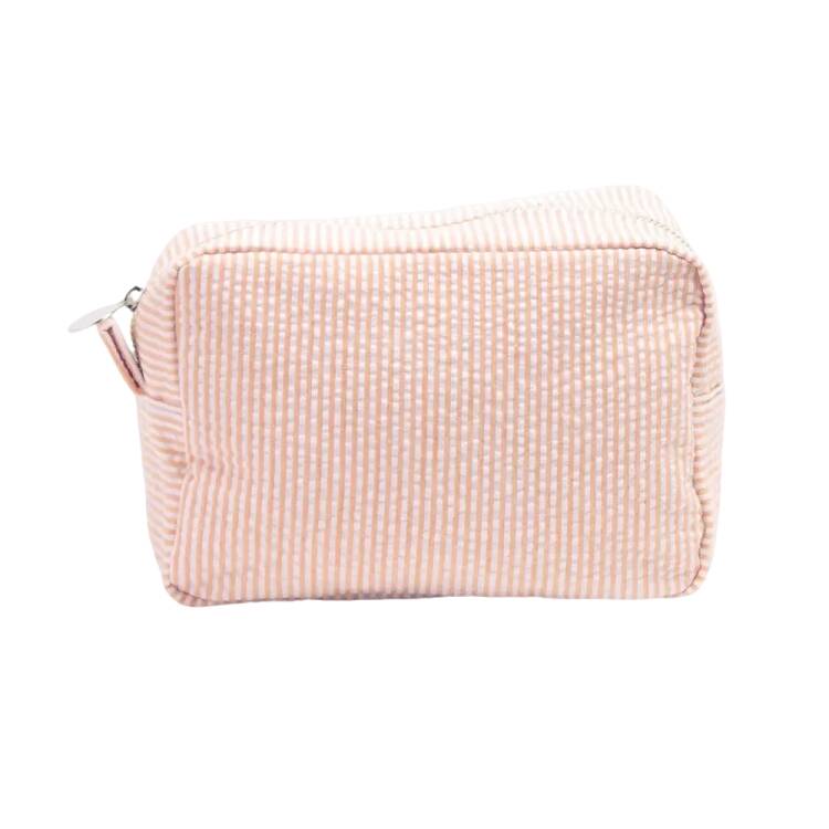 25Pcs Seersucker Cosmetic Bag Orange Cotton Rectangle Makeup Bag Travel Toiletry Bag