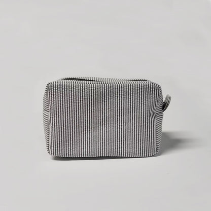 25Pcs Seersucker Cosmetic Bag Black Cotton Rectangle Makeup Bag Travel Toiletry Bag