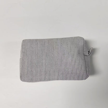 25Pcs Seersucker Cosmetic Bag Black Cotton Rectangle Makeup Bag Travel Toiletry Bag