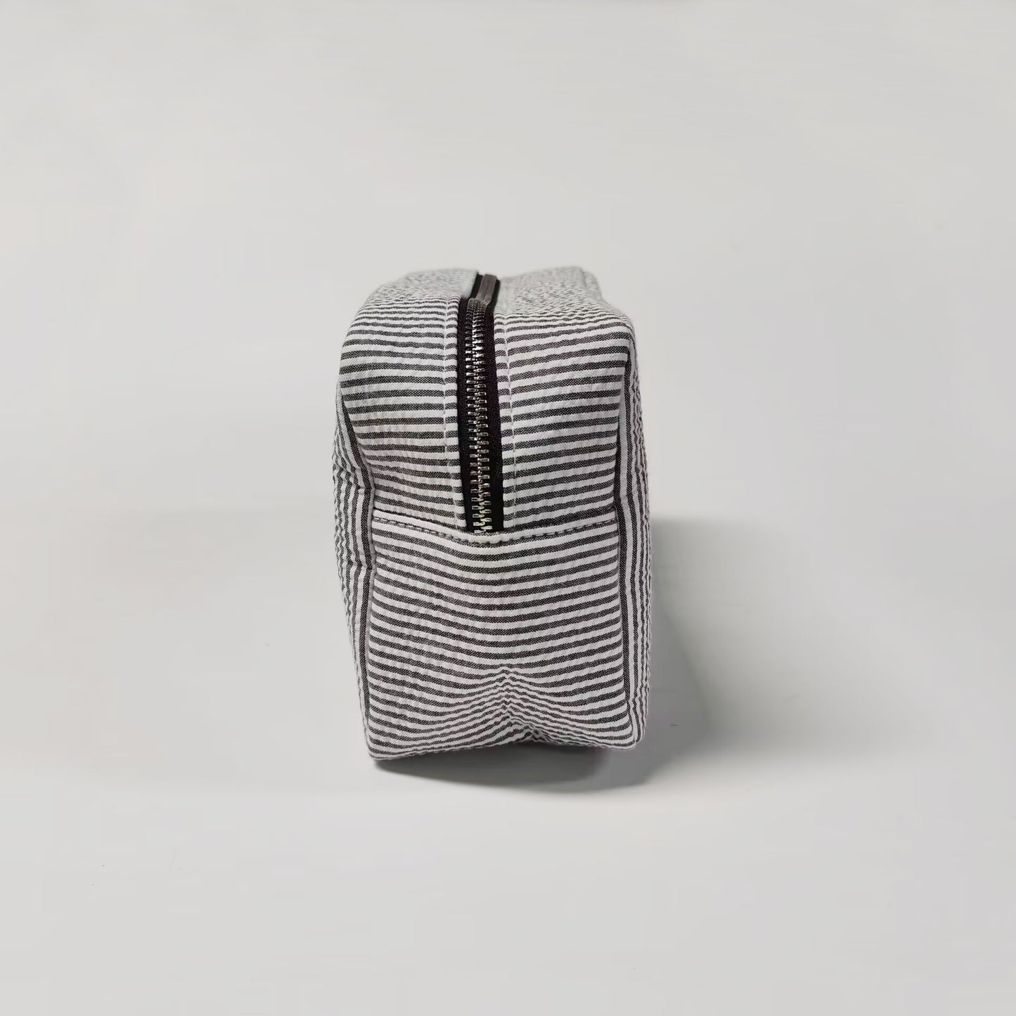 25Pcs Seersucker Cosmetic Bag Black Cotton Rectangle Makeup Bag Travel Toiletry Bag