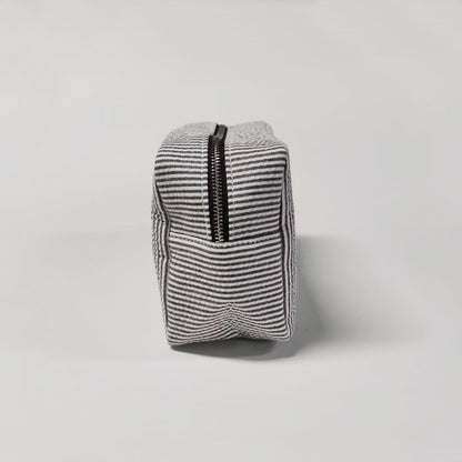 25Pcs Seersucker Cosmetic Bag Black Cotton Rectangle Makeup Bag Travel Toiletry Bag