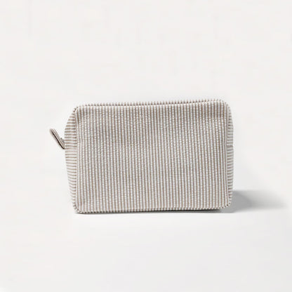 25Pcs Seersucker Cosmetic Bag Coffee Cotton Rectangle Makeup Bag Travel Toiletry Bag