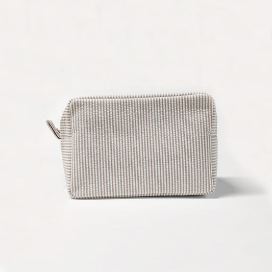 25Pcs Seersucker Cosmetic Bag Coffee Cotton Rectangle Makeup Bag Travel Toiletry Bag
