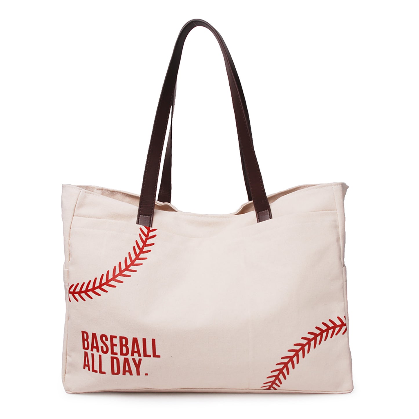 25Pcs Embroidery Softball Baseball Tote Women Large Oversize Baseball Bag Tote Canvas Bag