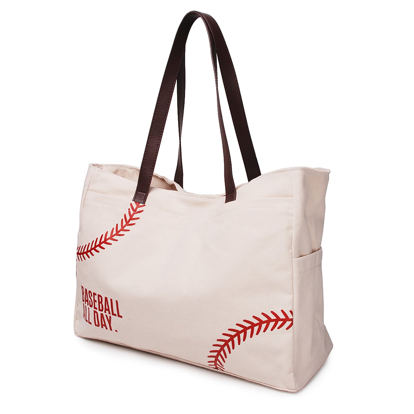25Pcs Embroidery Softball Baseball Tote Women Large Oversize Baseball Bag Tote Canvas Bag
