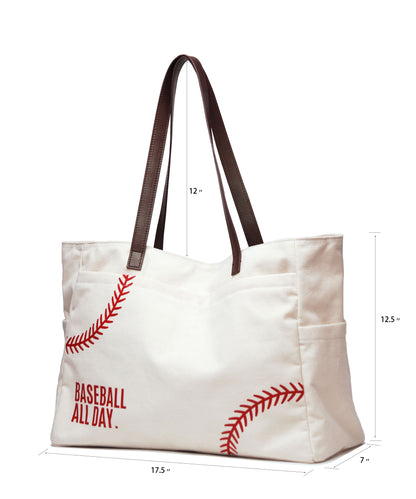25Pcs Printed Baseball All Day Tote Women Large Oversize Baseball Bag Tote Canvas Bag