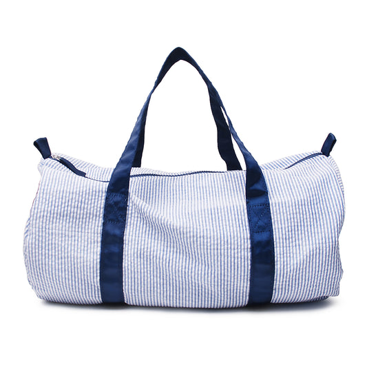 25Pcs Free Shipping Navy Seersucker Duffle Bag Small Size Kids Toddler Weekend Travel