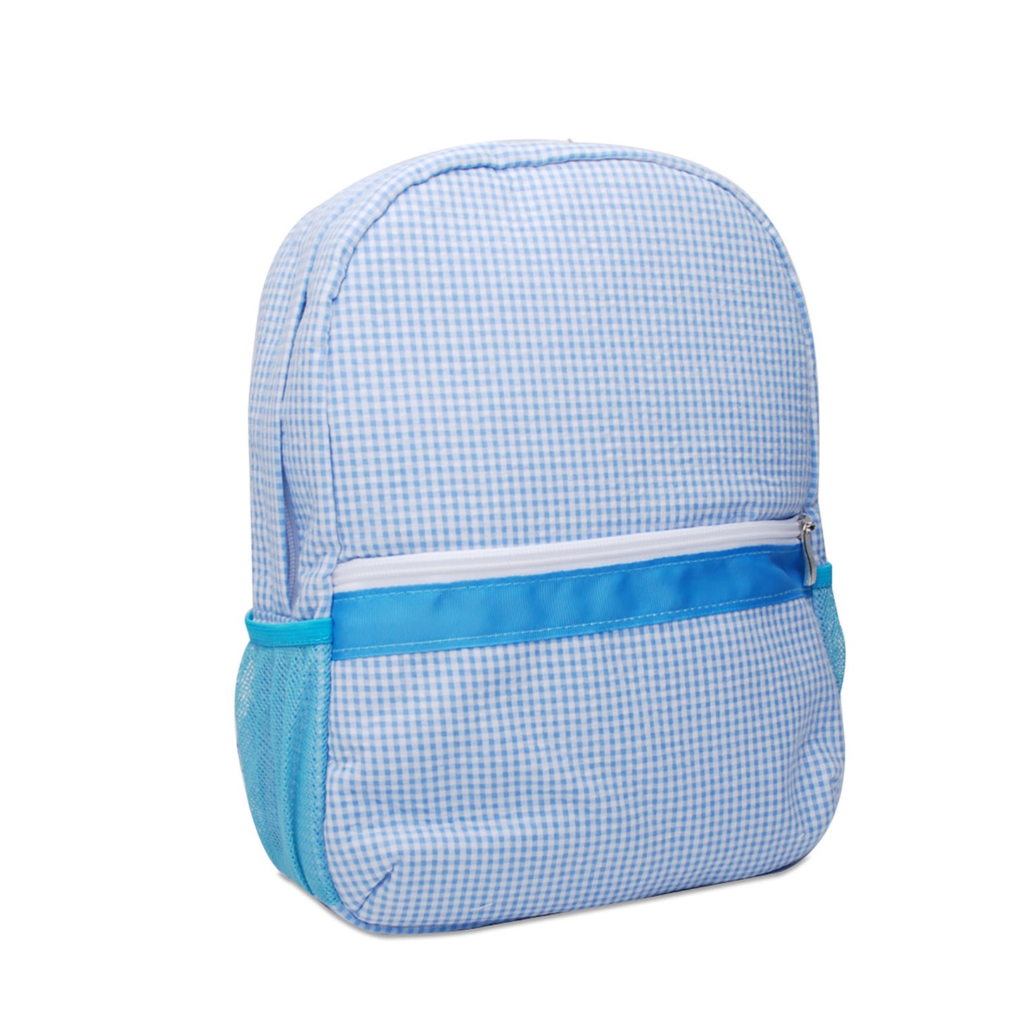 25Pcs Toddler Gingham Seersucker Backpacks Blue Plaid Kids Shoulder Bag