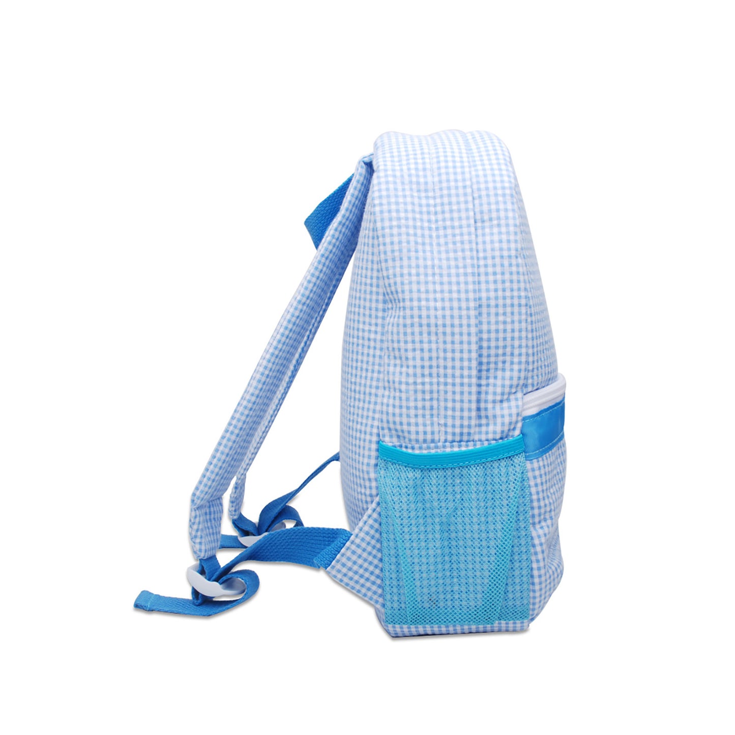 25Pcs Toddler Gingham Seersucker Backpacks Blue Plaid Kids Shoulder Bag
