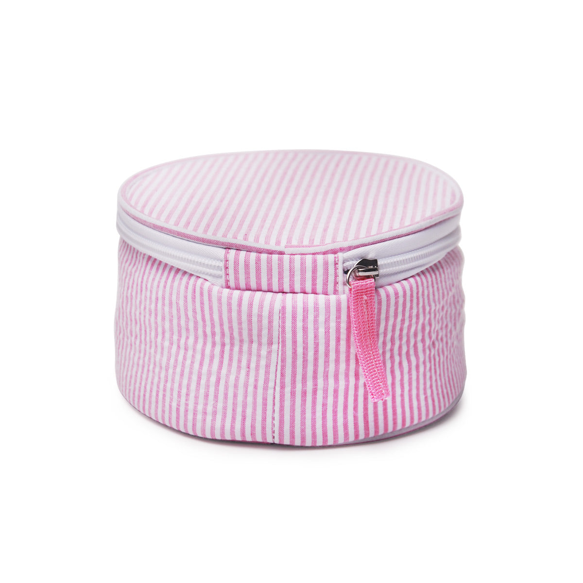 20Pcs Round Seersucker Jewelry Bag Pink Seersucker Cosmetic Bag