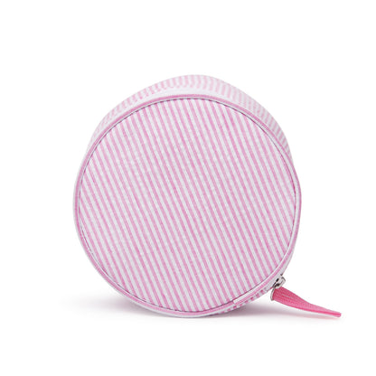 20Pcs Round Seersucker Jewelry Bag Pink Seersucker Cosmetic Bag