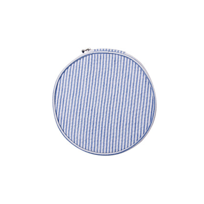 20Pcs Round Button Seersucker Jewelry Bag Navy Seersucker Cosmetic Bag