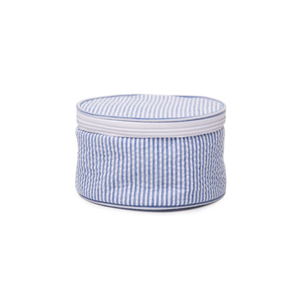 20Pcs Round Button Seersucker Jewelry Bag Navy Seersucker Cosmetic Bag
