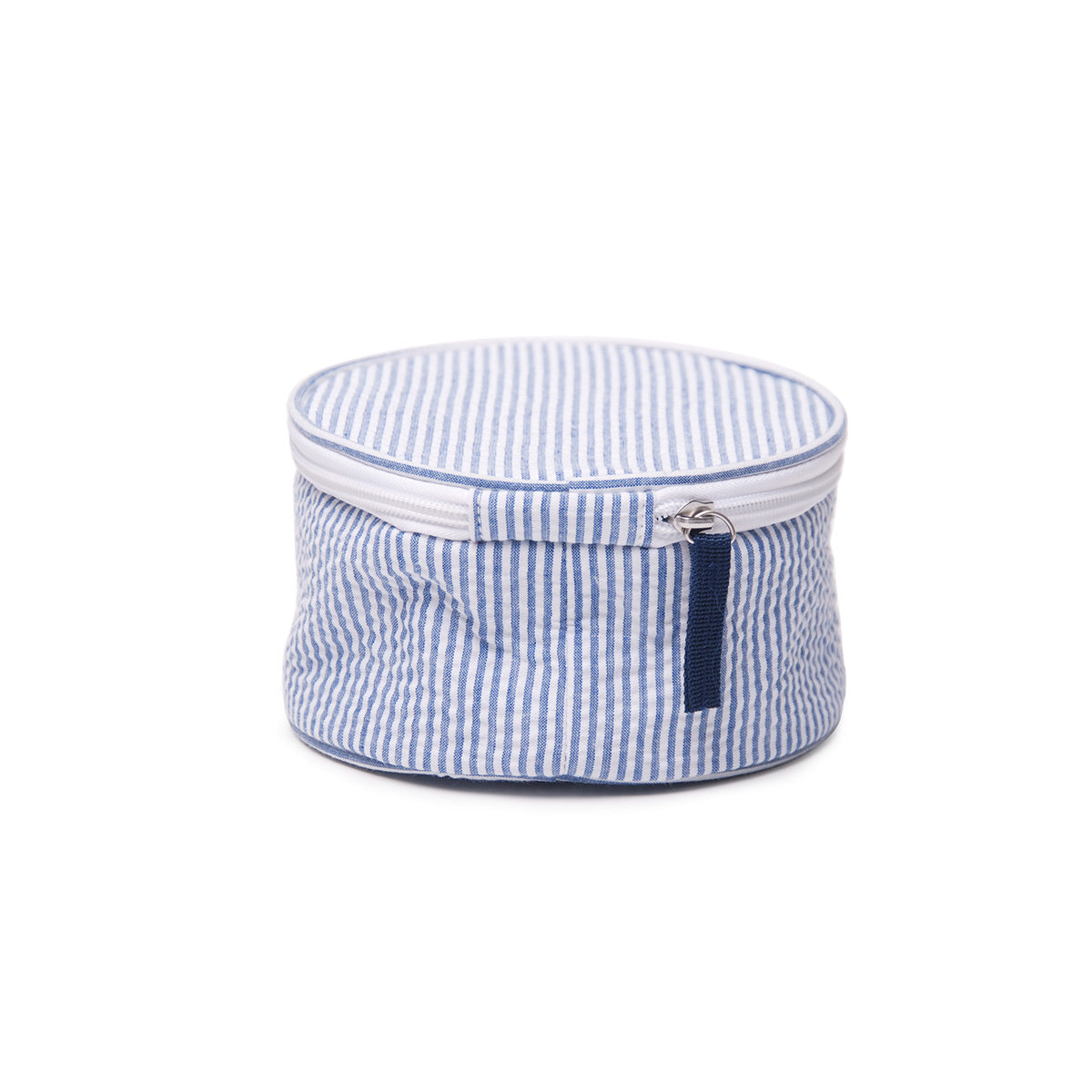 20Pcs Round Button Seersucker Jewelry Bag Navy Seersucker Cosmetic Bag