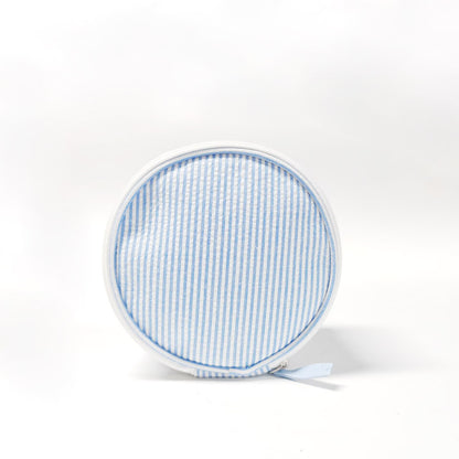 20Pcs Round Button Seersucker Jewelry Bag Baby Blue Seersucker Cosmetic Bag