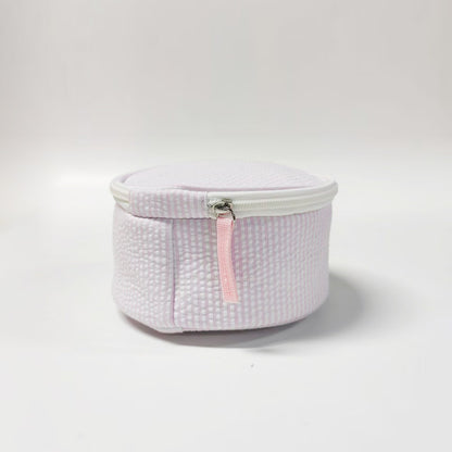 20Pcs Round Button Seersucker Jewelry Bag Baby Pink Seersucker Cosmetic Bag
