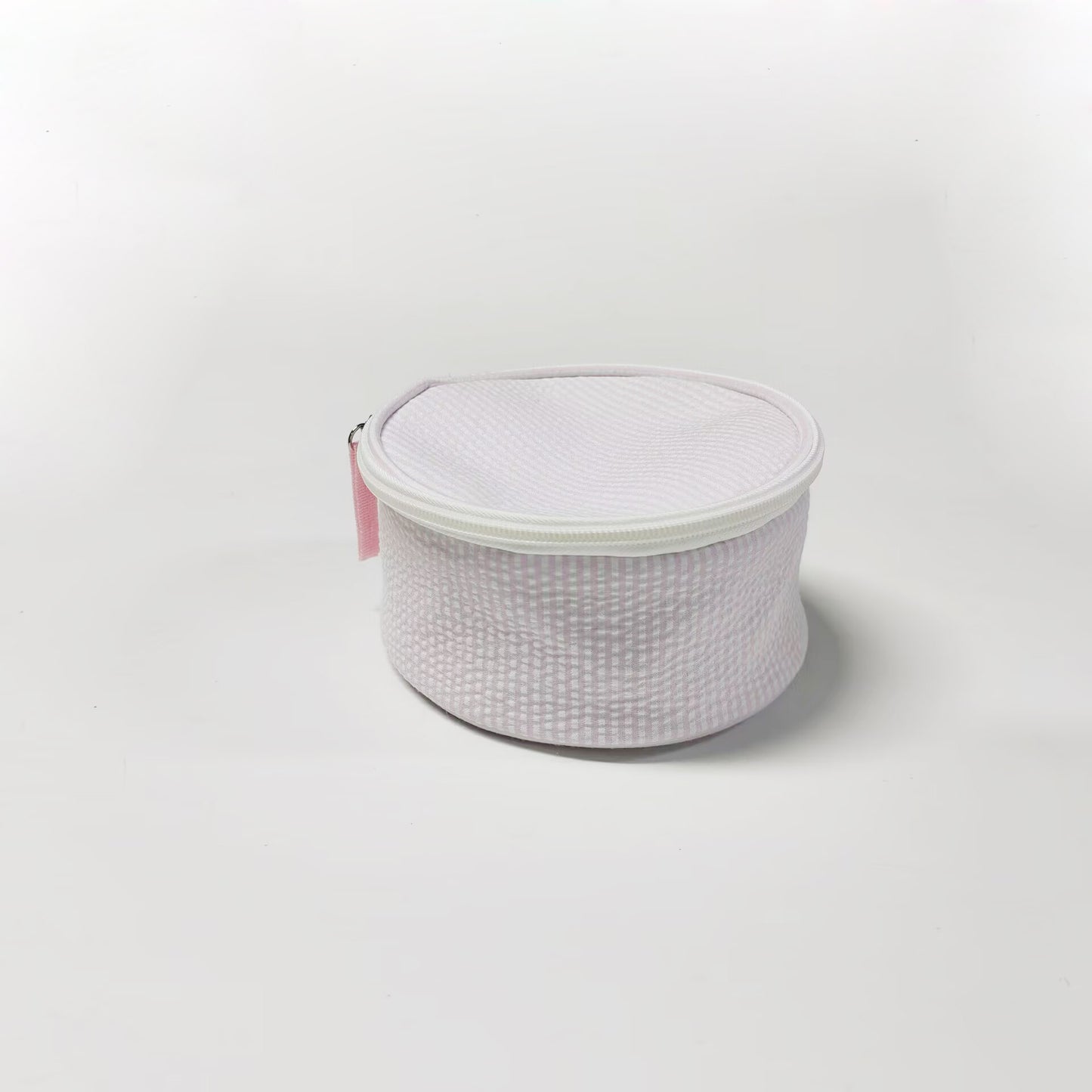 20Pcs Round Button Seersucker Jewelry Bag Baby Pink Seersucker Cosmetic Bag