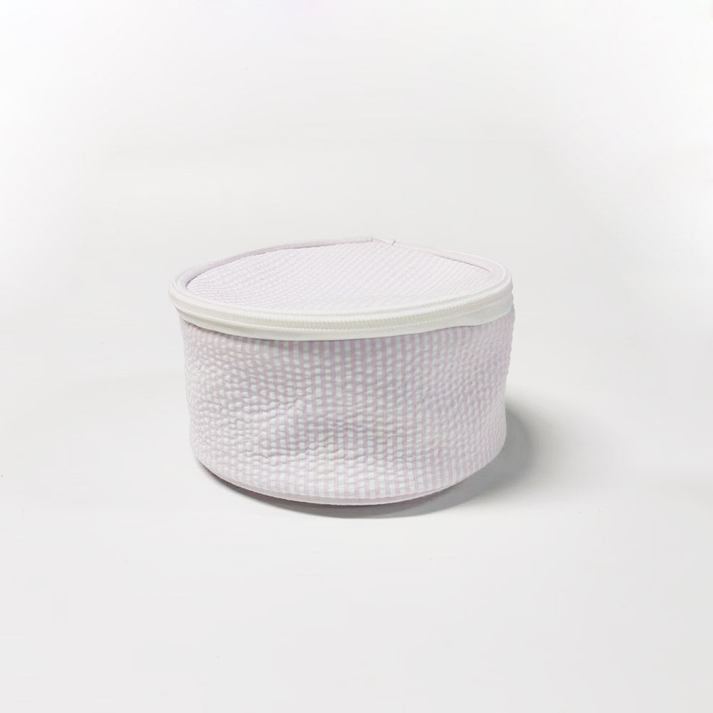 20Pcs Round Button Seersucker Jewelry Bag Baby Pink Seersucker Cosmetic Bag