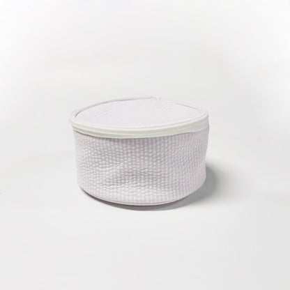 20Pcs Round Button Seersucker Jewelry Bag Baby Pink Seersucker Cosmetic Bag