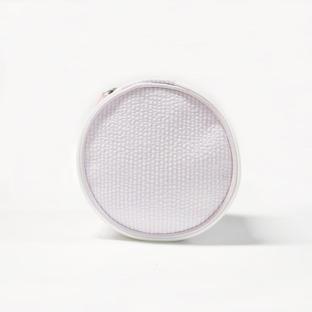 20Pcs Round Button Seersucker Jewelry Bag Baby Pink Seersucker Cosmetic Bag