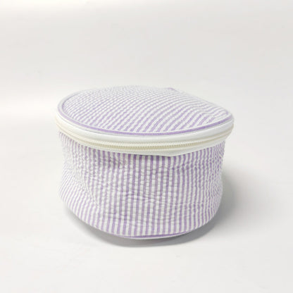 20Pcs Round Button Seersucker Jewelry Bag Purple Seersucker Cosmetic Bag